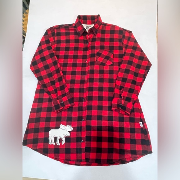 Lazy One Other - Lazy One Moose Plaid Women’s Nightshirt L/XL